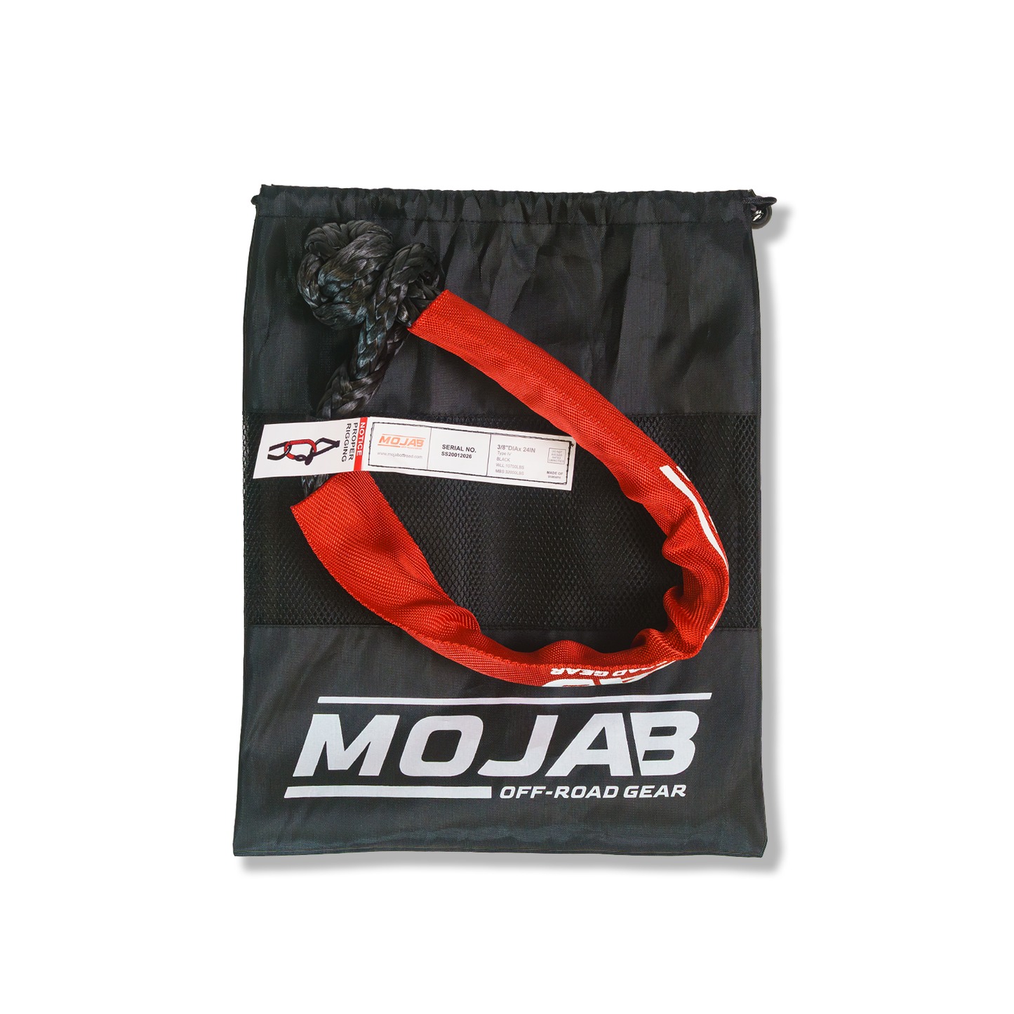 Soft Shackle 3/8'' x 24” with sleeve and bag (Single Shackle) (Lifetime Warranty) MOJAB OFFROAD