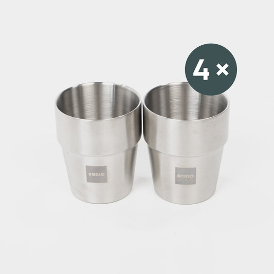 BOXIO CUP I Set of four stackable stainless steel cups myboxio