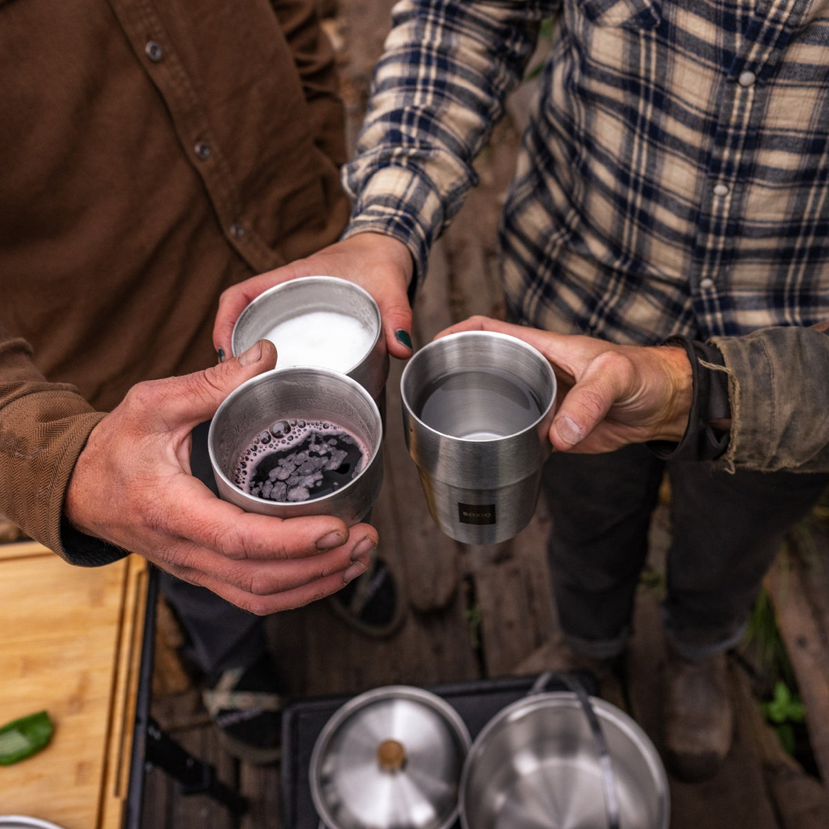 BOXIO CUP I Set of four stackable stainless steel cups myboxio