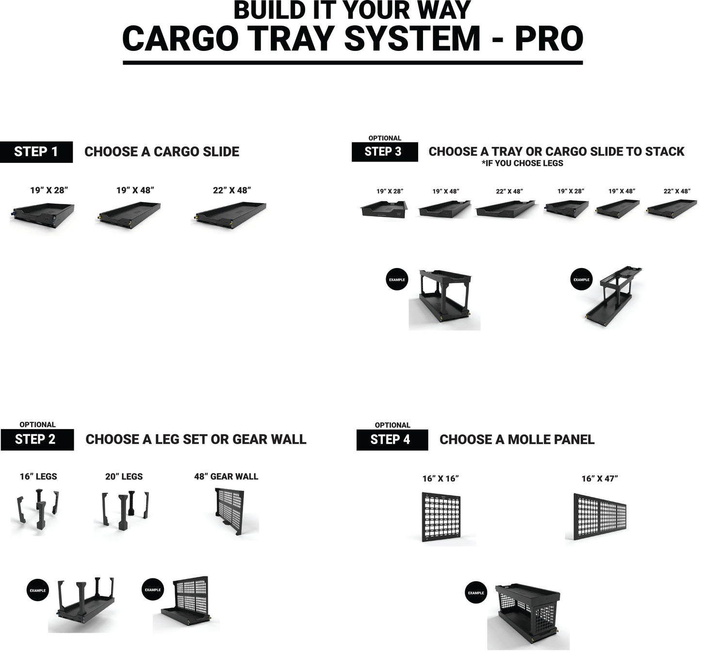 Cargo Tray System Pro - 16" LEGS ONLY Canyon Adventure Vans