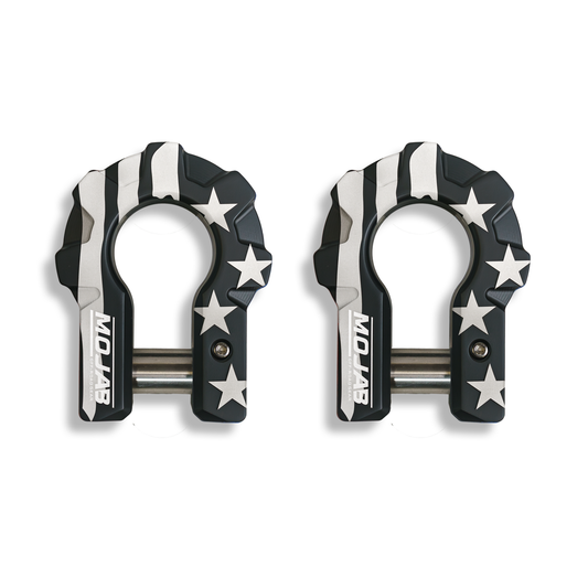 American Flag Black Edition 3/4'' Extreme duty Aluminum Shackle set (9T) MOJAB OFFROAD