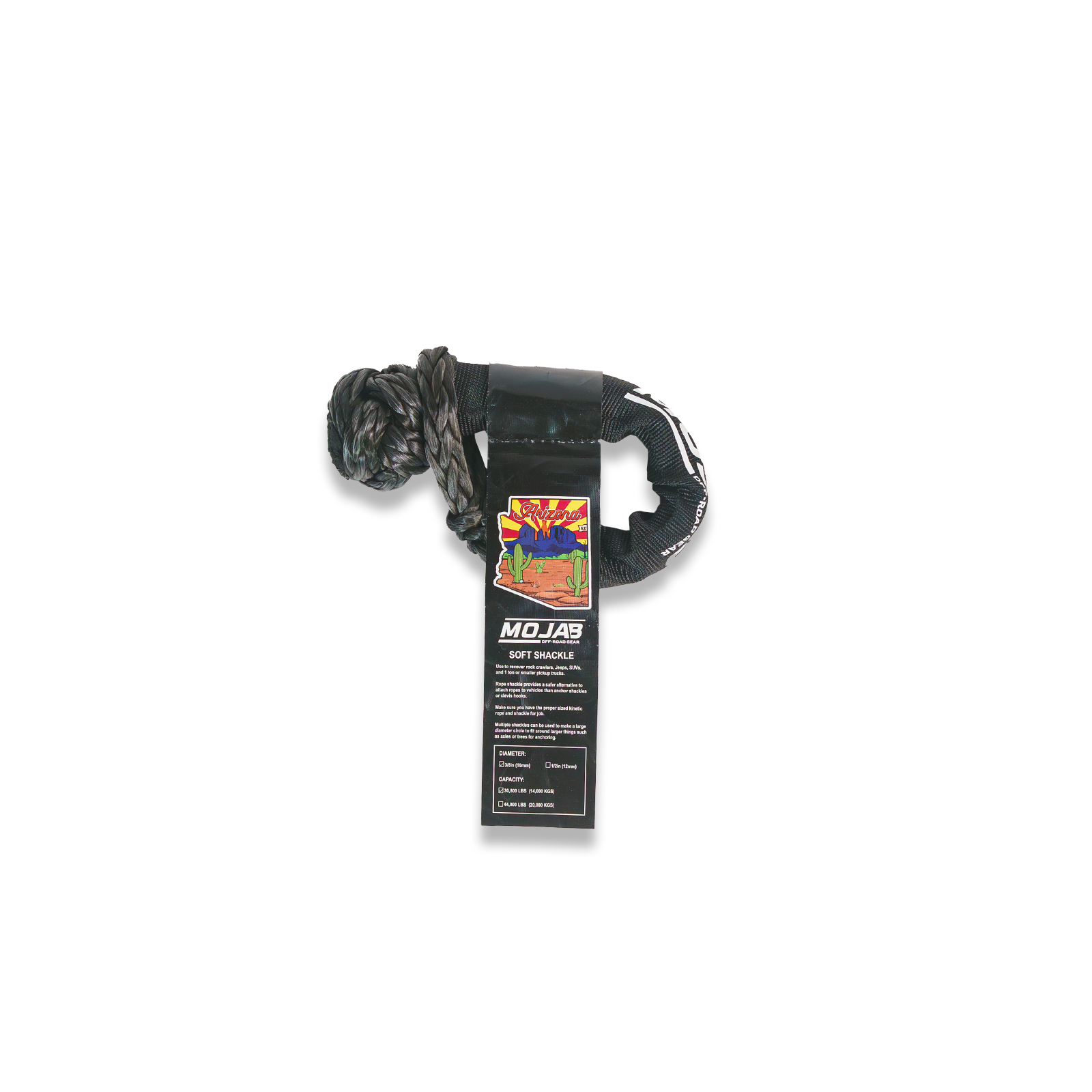 Soft Shackle 3/8'' x 14'' with sleeve and bag (Single Shackle) (Lifetime Warranty) MOJAB OFFROAD
