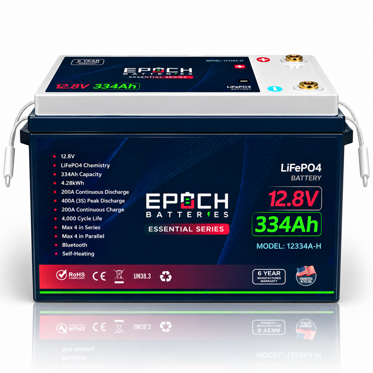 12V 334Ah Essential Series LiFePO4 Battery (4.28kWh) Epoch Batteries