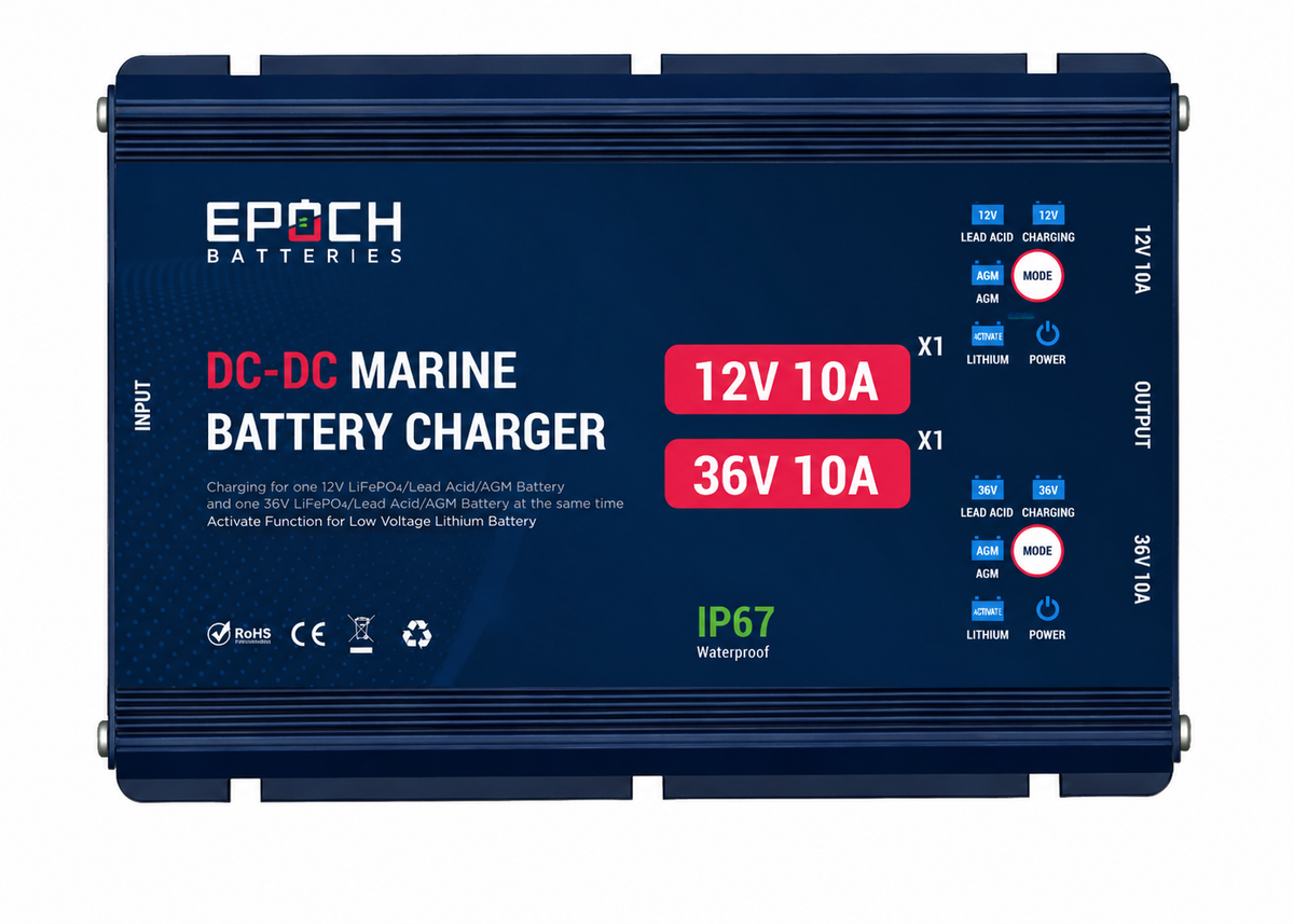 Dual-Output 12V/36V Marine DC-DC Charger | Charge on the Run Epoch Batteries