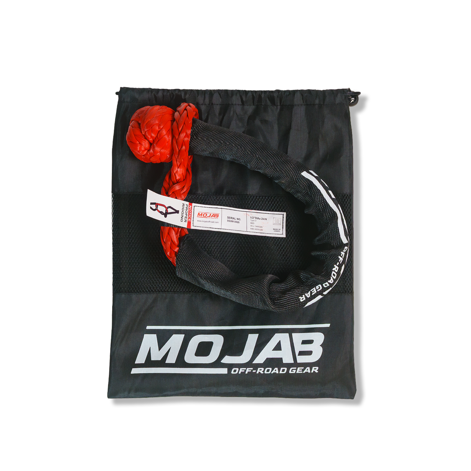 Soft Shackle 1/2'' x 24” with sleeve and bag (Single Shackle) (Lifetime Warranty) MOJAB OFFROAD