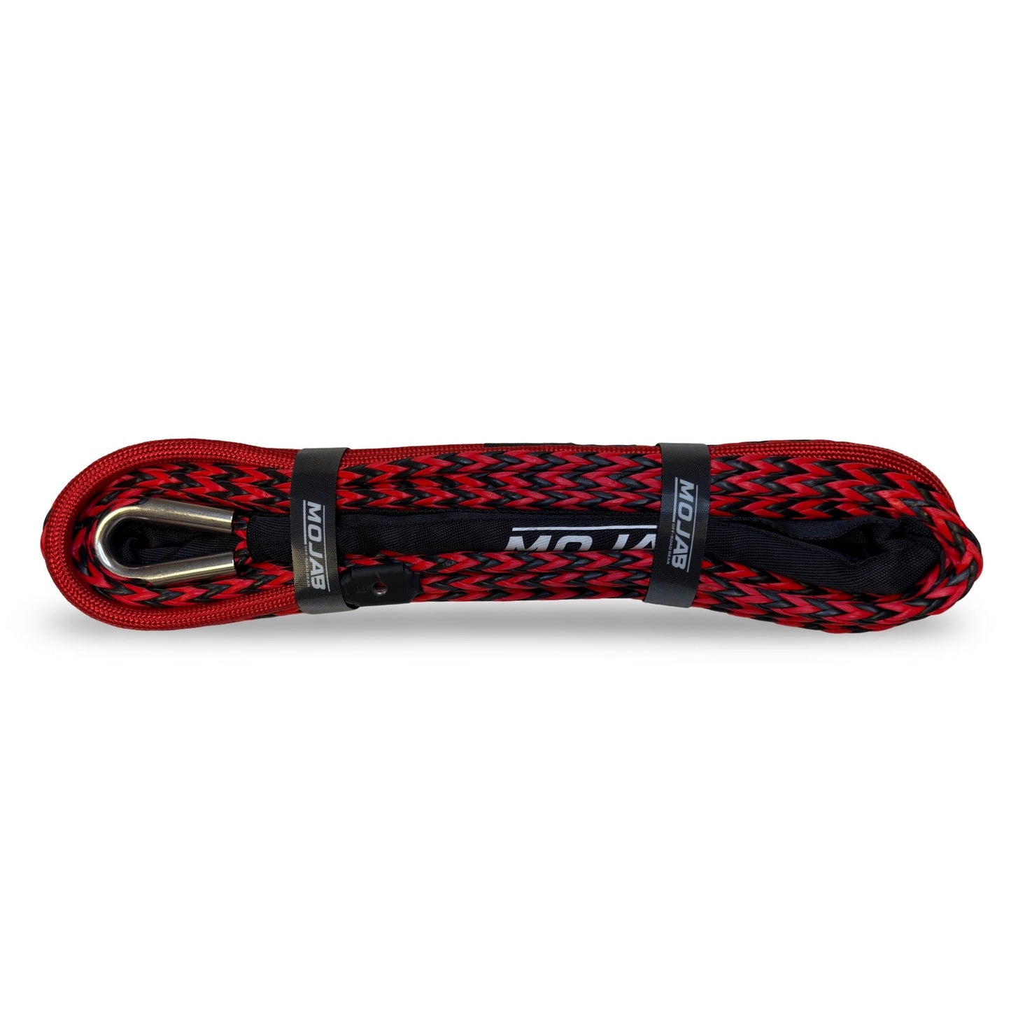 Premium 3/8” x 62’ dual black and red synthetic winch line MOJAB OFFROAD