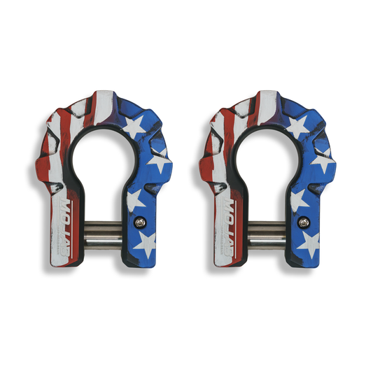 American Flag - 3/4'' Extreme duty Aluminum Shackle set (9T) - (LIFE TIME WARRANTY*) MOJAB OFFROAD