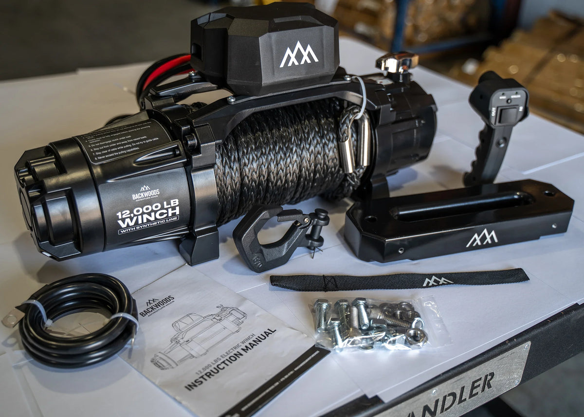 Backwoods Offroad Winch - 12,000lb w/ Synthetic Line Backwoods Adventure Mods