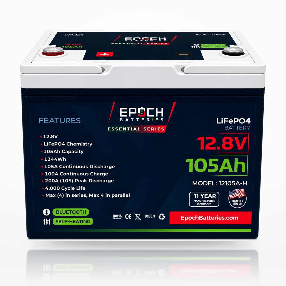 12V 105Ah Essential Series LiFePO4 Battery (1.34kWh) Epoch Batteries