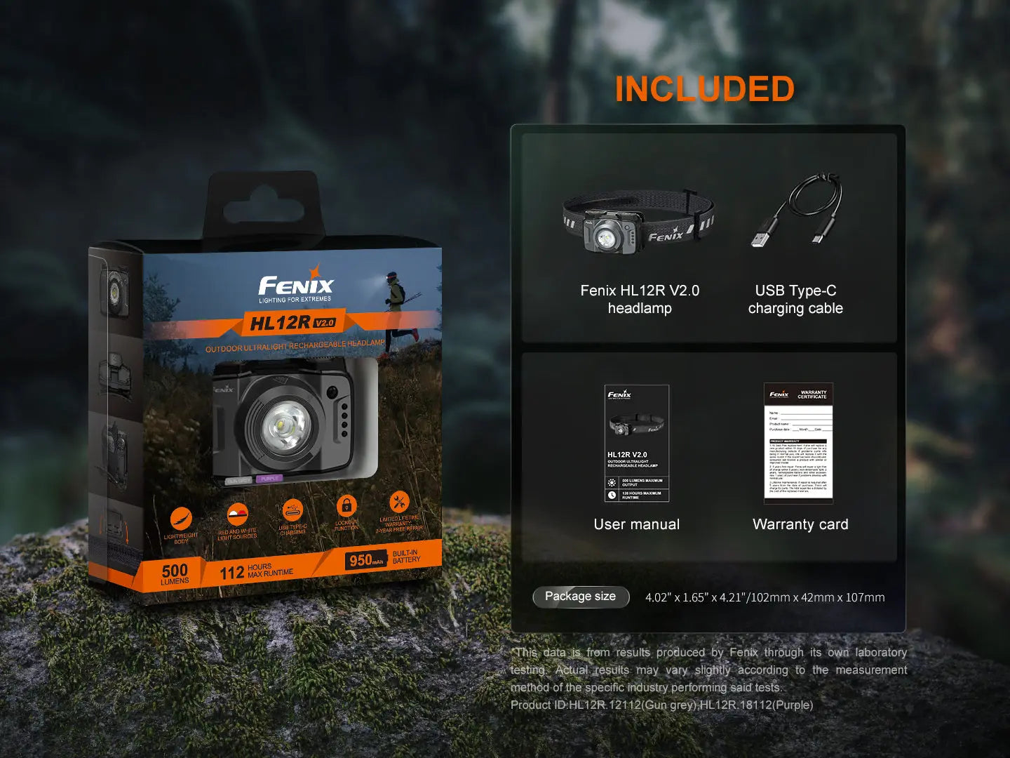 Fenix HL12R V2 Ultralight Outdoor Rechargeable Headlamp Fenix Store