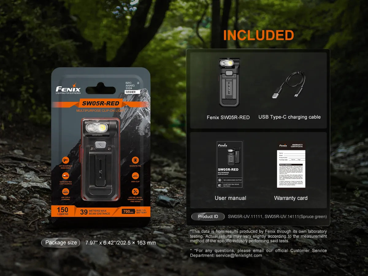 Fenix SW05R Multipurpose Clip-On Light with Red or UV Output Fenix Store