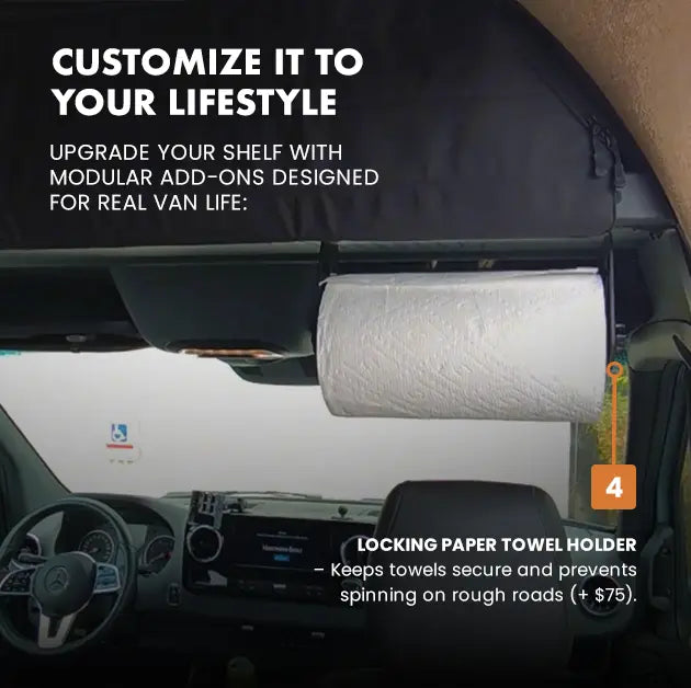 SPRINTER HEADLINER SHELF WITH L TRACK 2019+ White Top Adventures