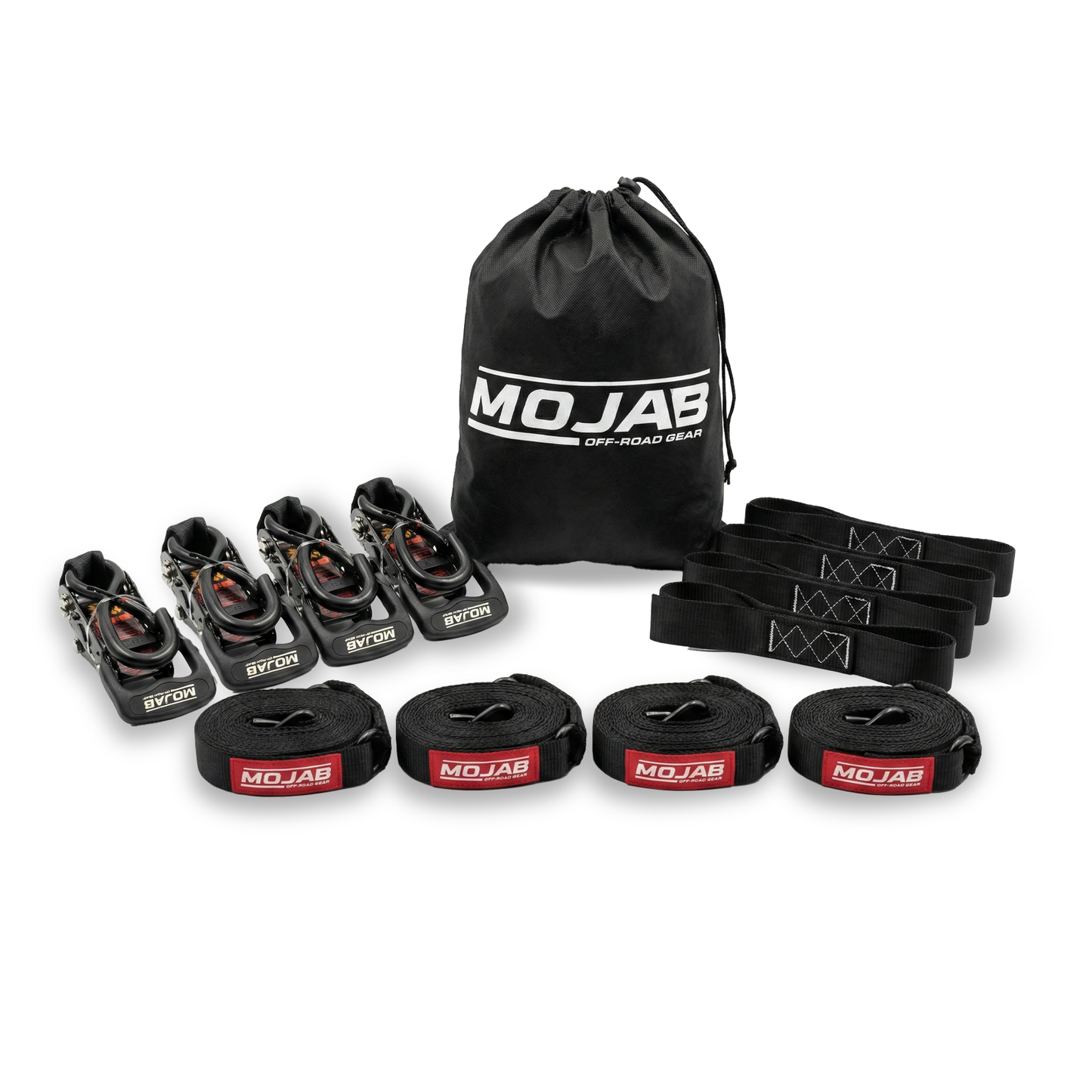 1.6" x 15' Ratchet Tie-Down Set  (Pack of 4) , Closed Hook (Lifetime Warranty)