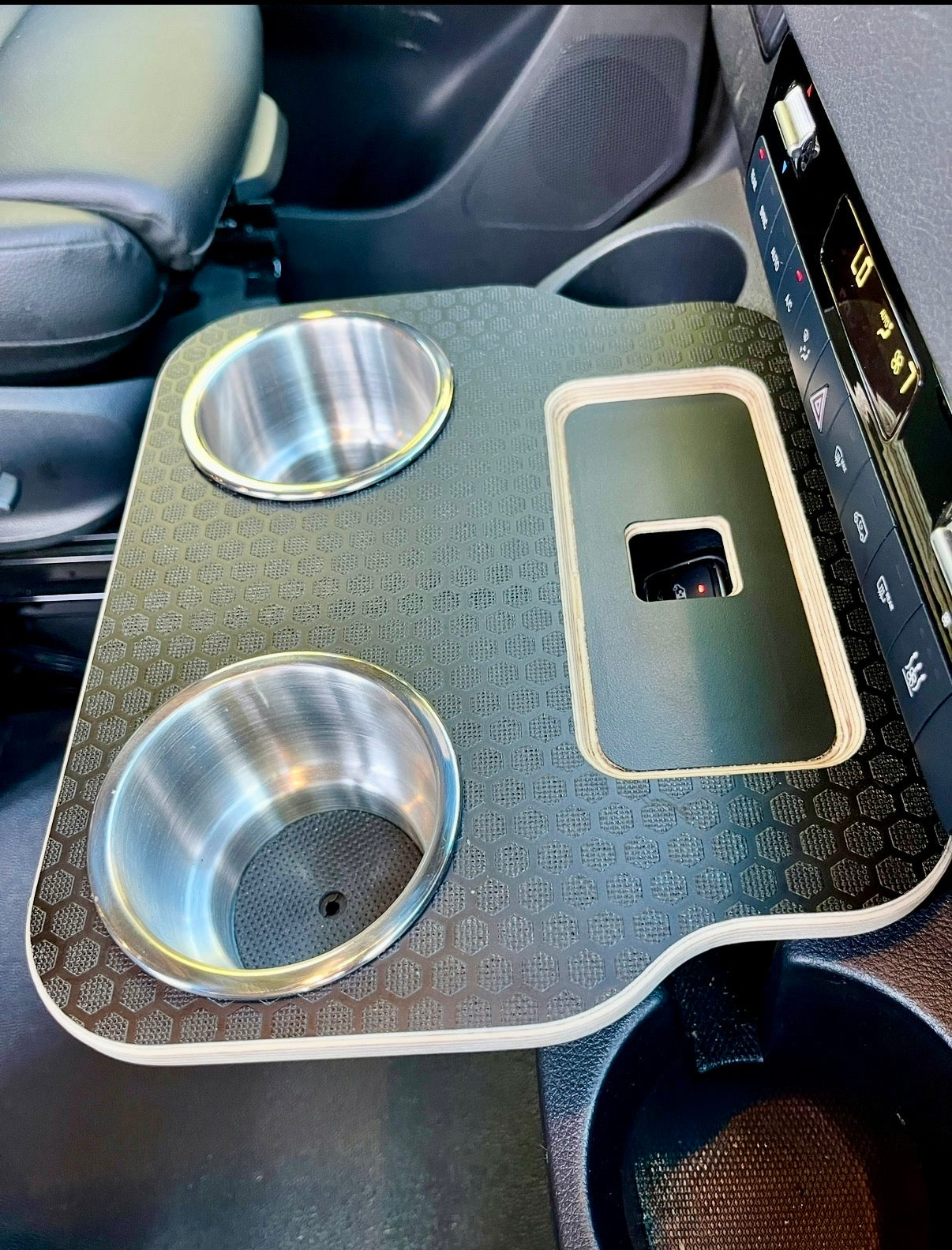 Mercedes Sprinter VS30 19-Current Black Hex Cup Holder Snack Tray