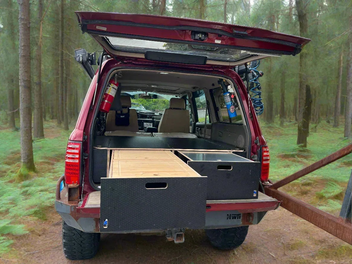 Land Cruiser 80  | Dual Drawer Storage System & Bed Platform | 1990–1997 Toyota LC80 Solid Wood Worx