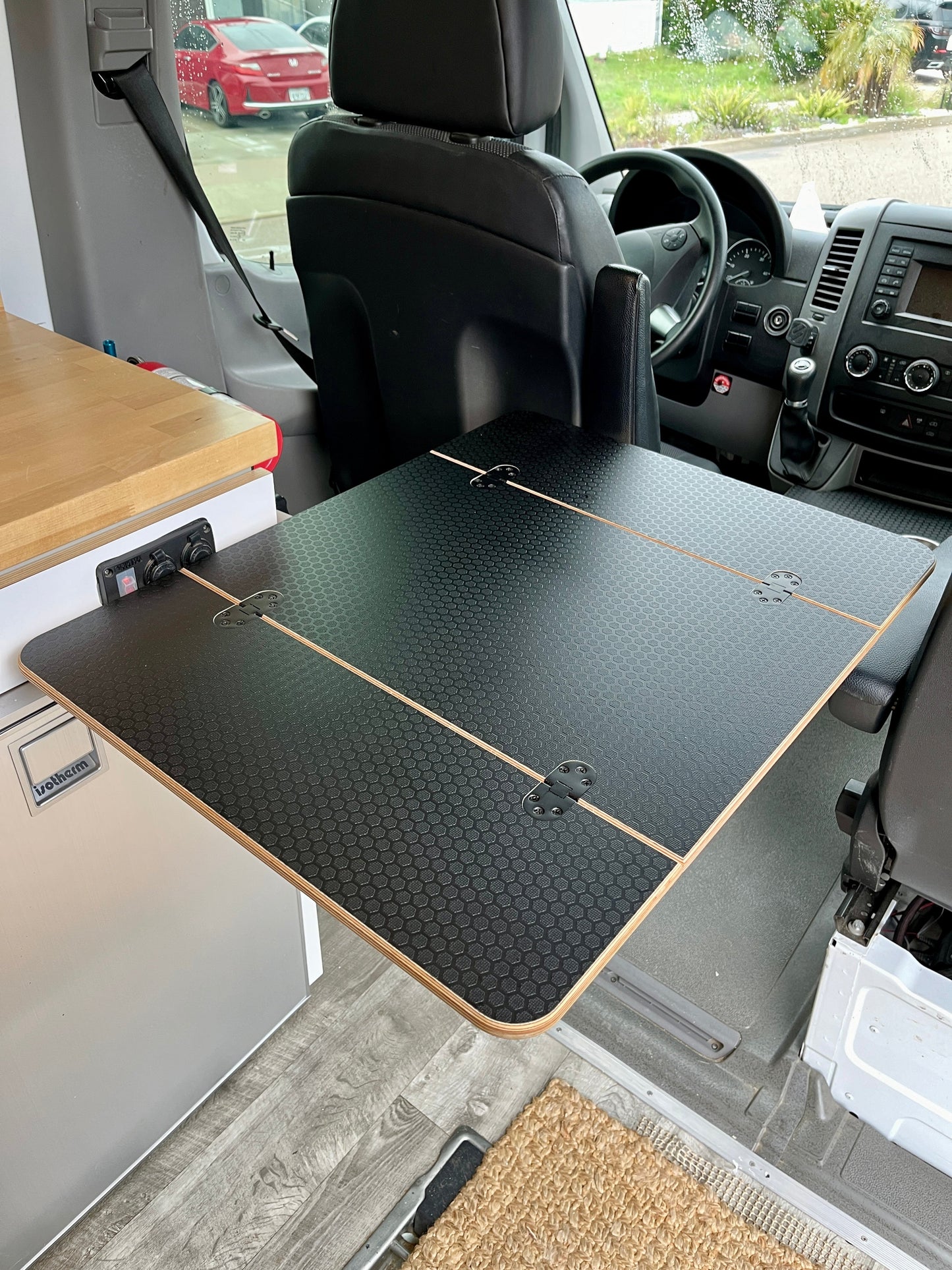Folding Black Hex Lagun Table 1/2" Thick For Camper Vans and RVs Weekender Outdoors