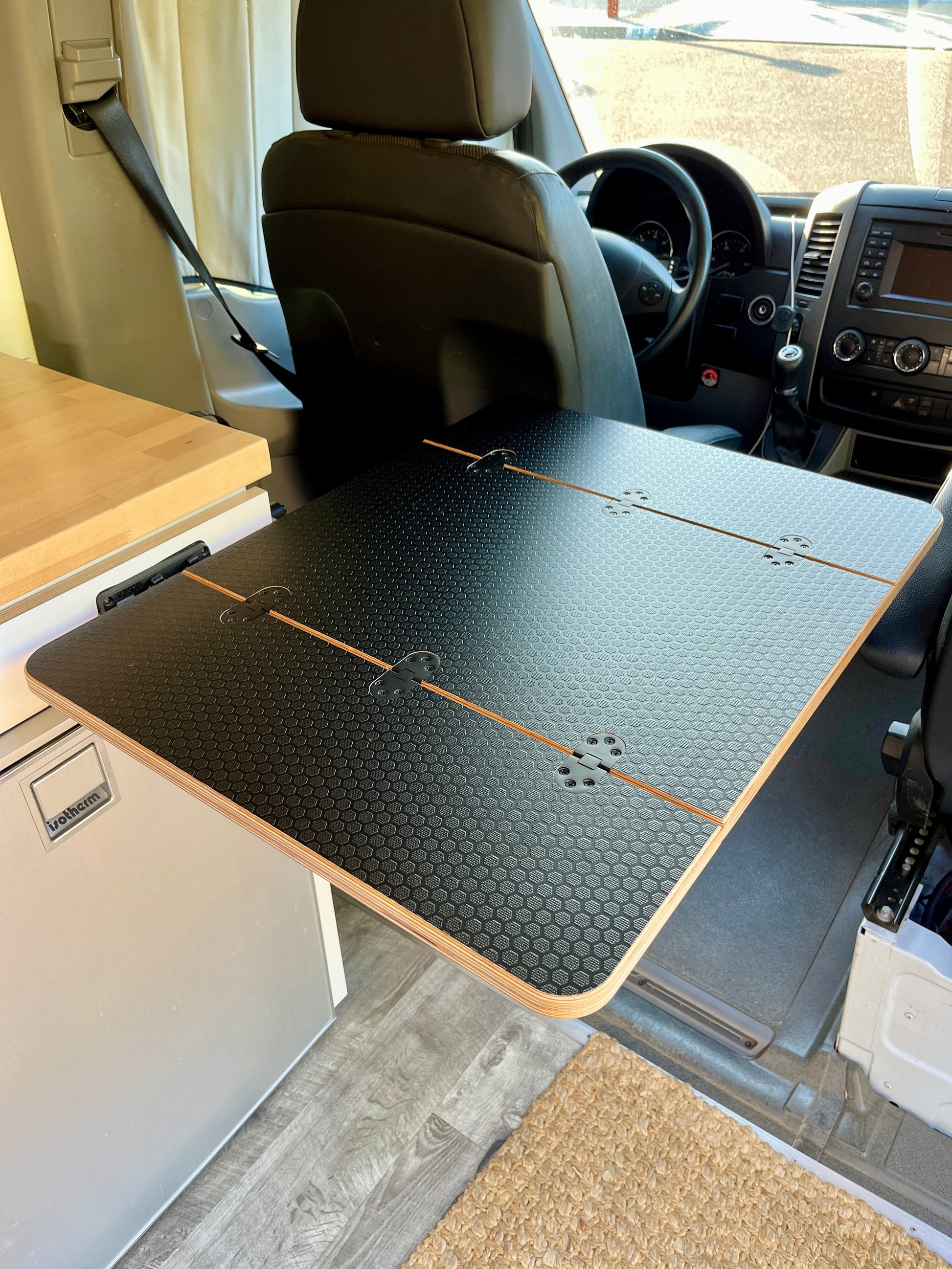Folding Black Hex Lagun Table 3/4" Thick For Camper Vans and RVs Weekender Outdoors