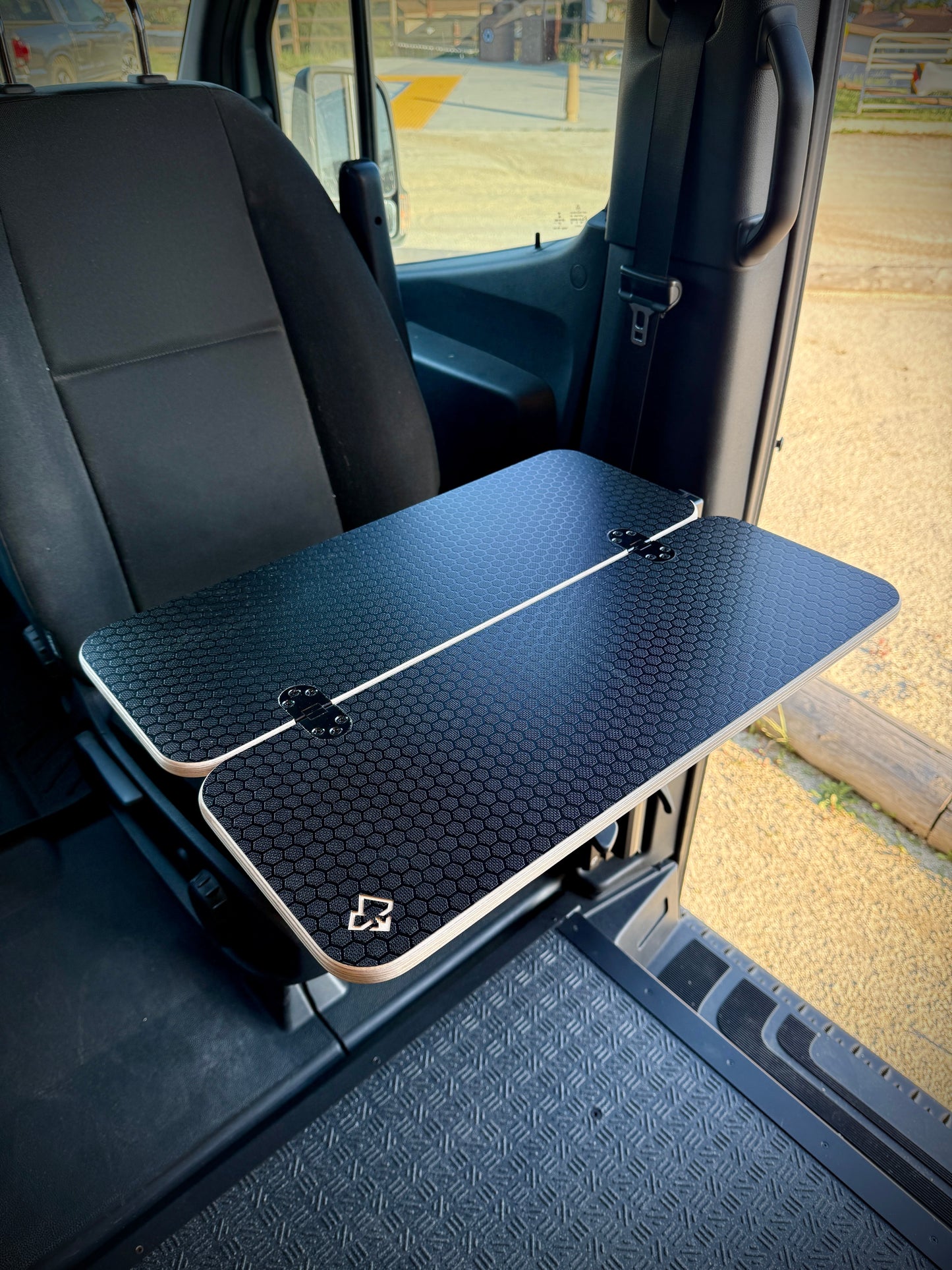 Slim Half Folding Black Hex Lagun Table 1/2" Thick For Camper Vans and RVs