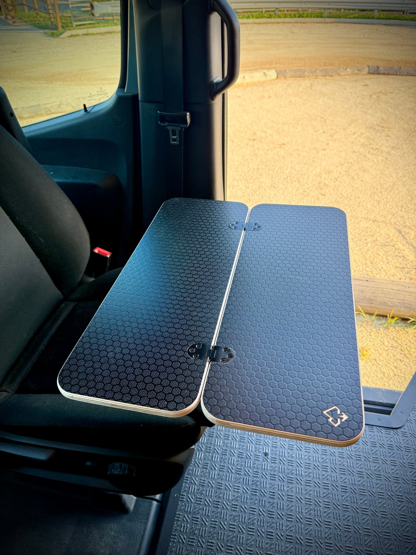 Slim Half Folding Black Hex Lagun Table 1/2" Thick For Camper Vans and RVs