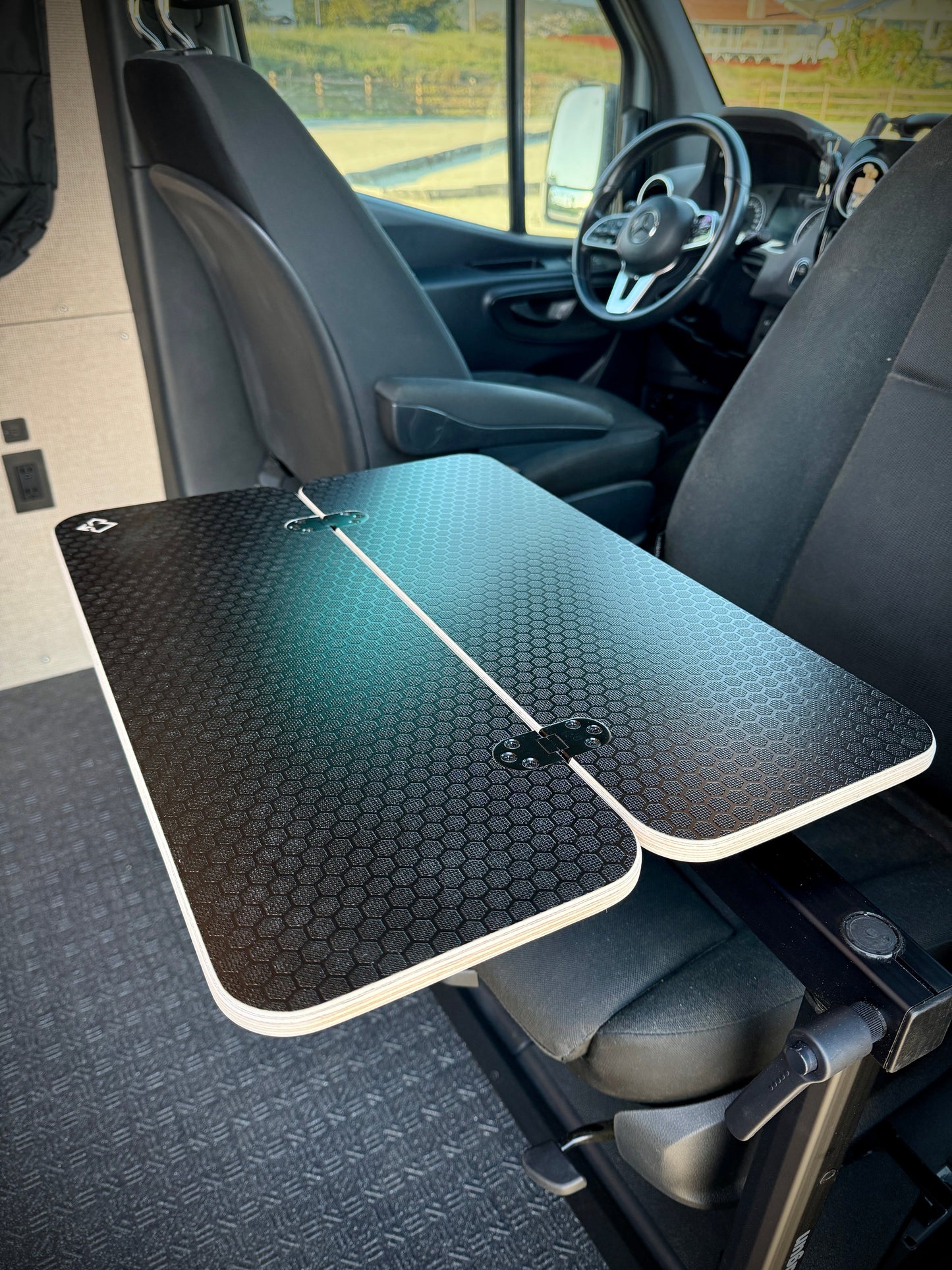 Slim Half Folding Black Hex Lagun Table 1/2" Thick For Camper Vans and RVs