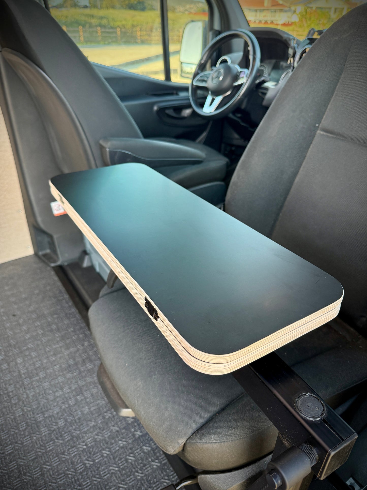 Slim Half Folding Black Hex Lagun Table 1/2" Thick For Camper Vans and RVs