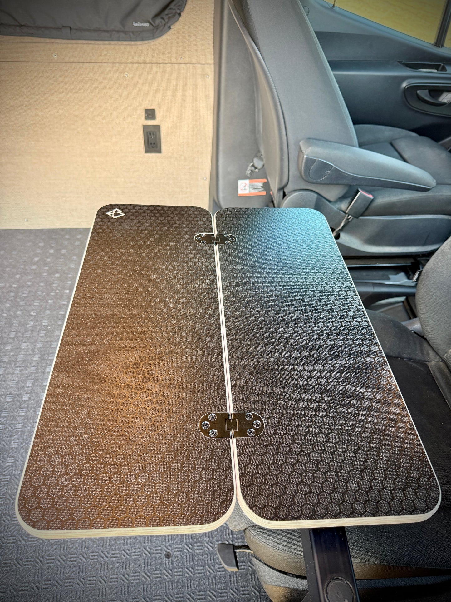 Slim Half Folding Black Hex Lagun Table 1/2" Thick For Camper Vans and RVs