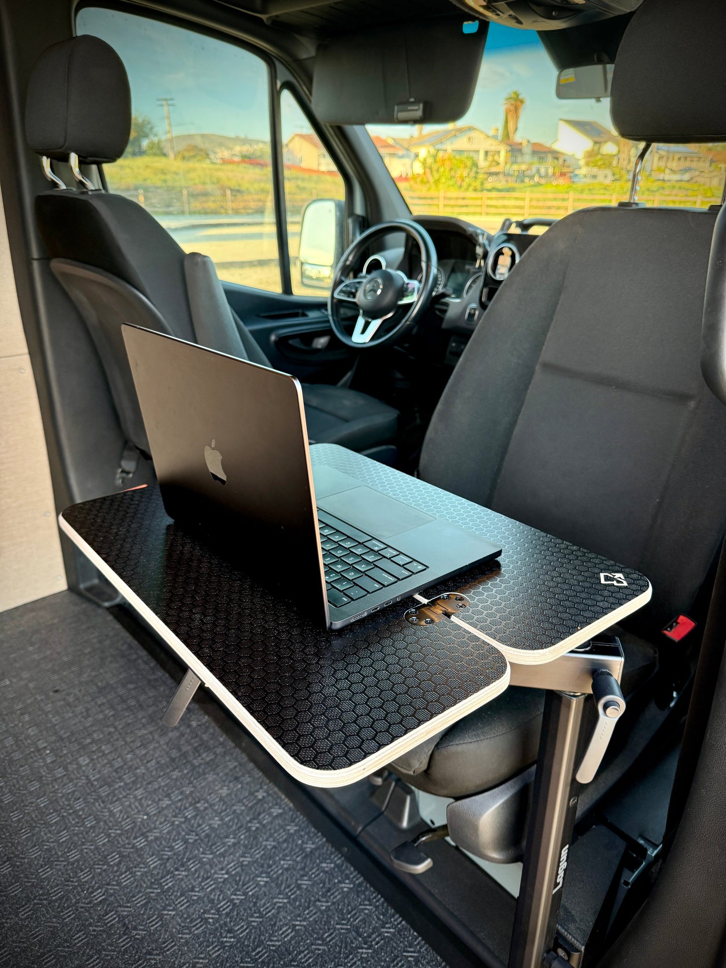 Slim Half Folding Black Hex Lagun Table 1/2" Thick For Camper Vans and RVs