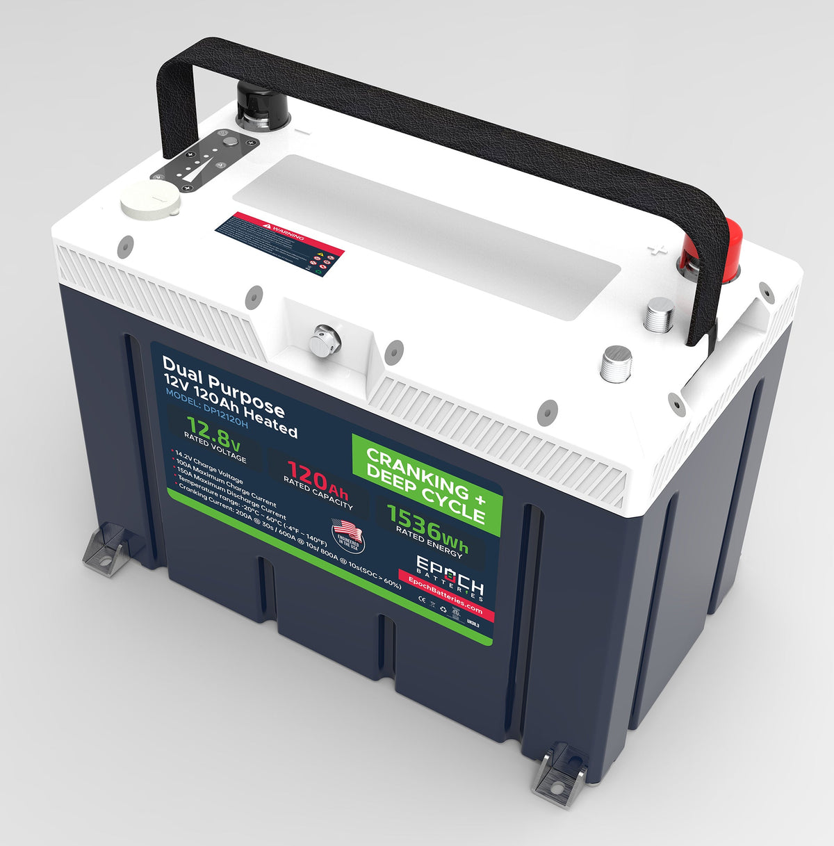 12V 120Ah (1.54kWh) Pro Series - LiFePO4 Cranking & Deep Cycle Lithium Battery (Dual Purpose) Epoch Batteries