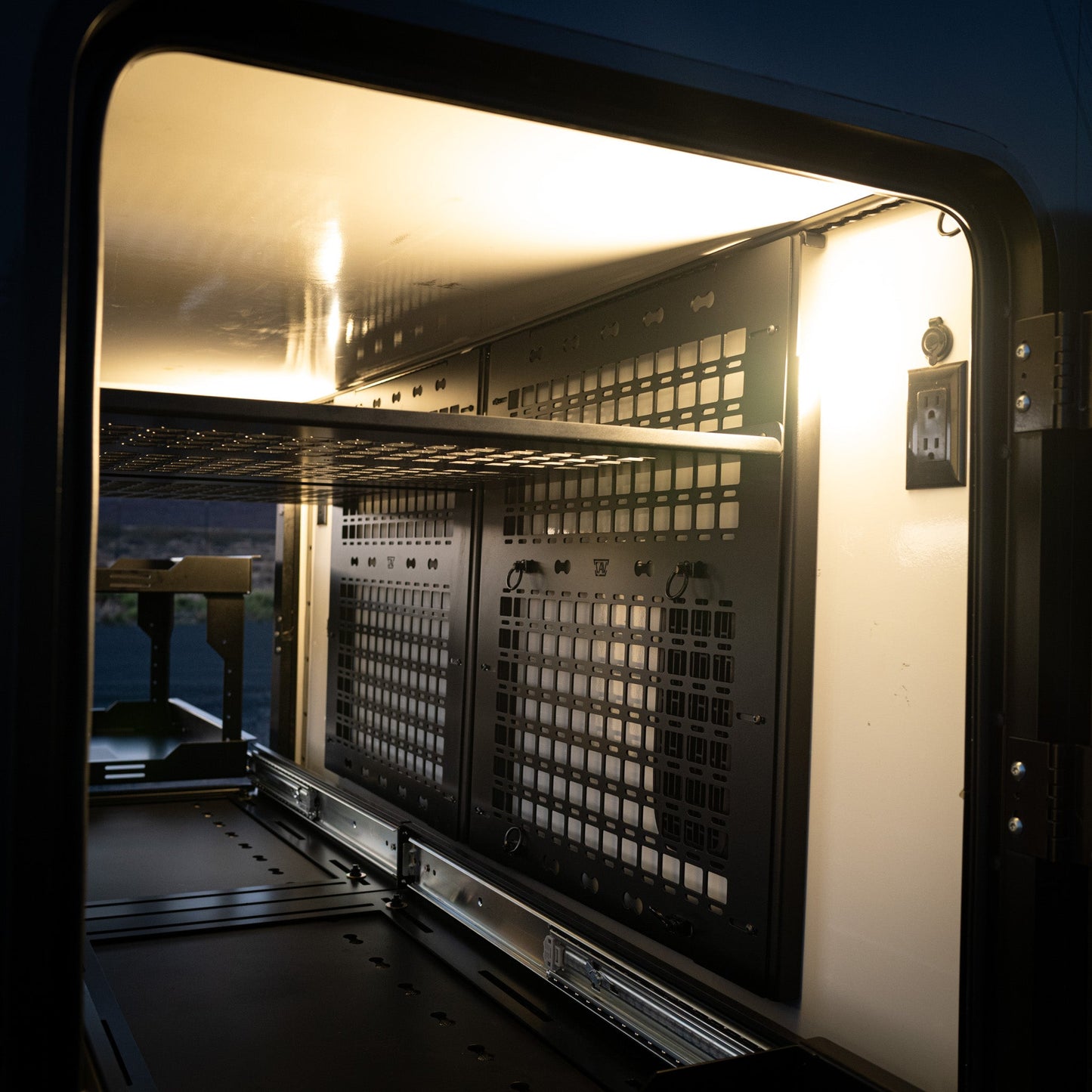 Ekko Garage Overhead Shelf & Molle Wall Panel Canyon Adventure Vans