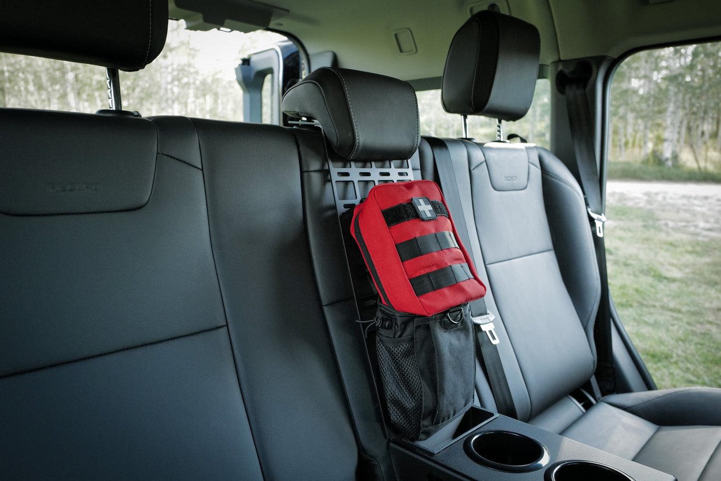 INEOS Grenadier Rear Seat Cup Holder + Storage Tray & MOLLE Panel Canyon Adventure Vans