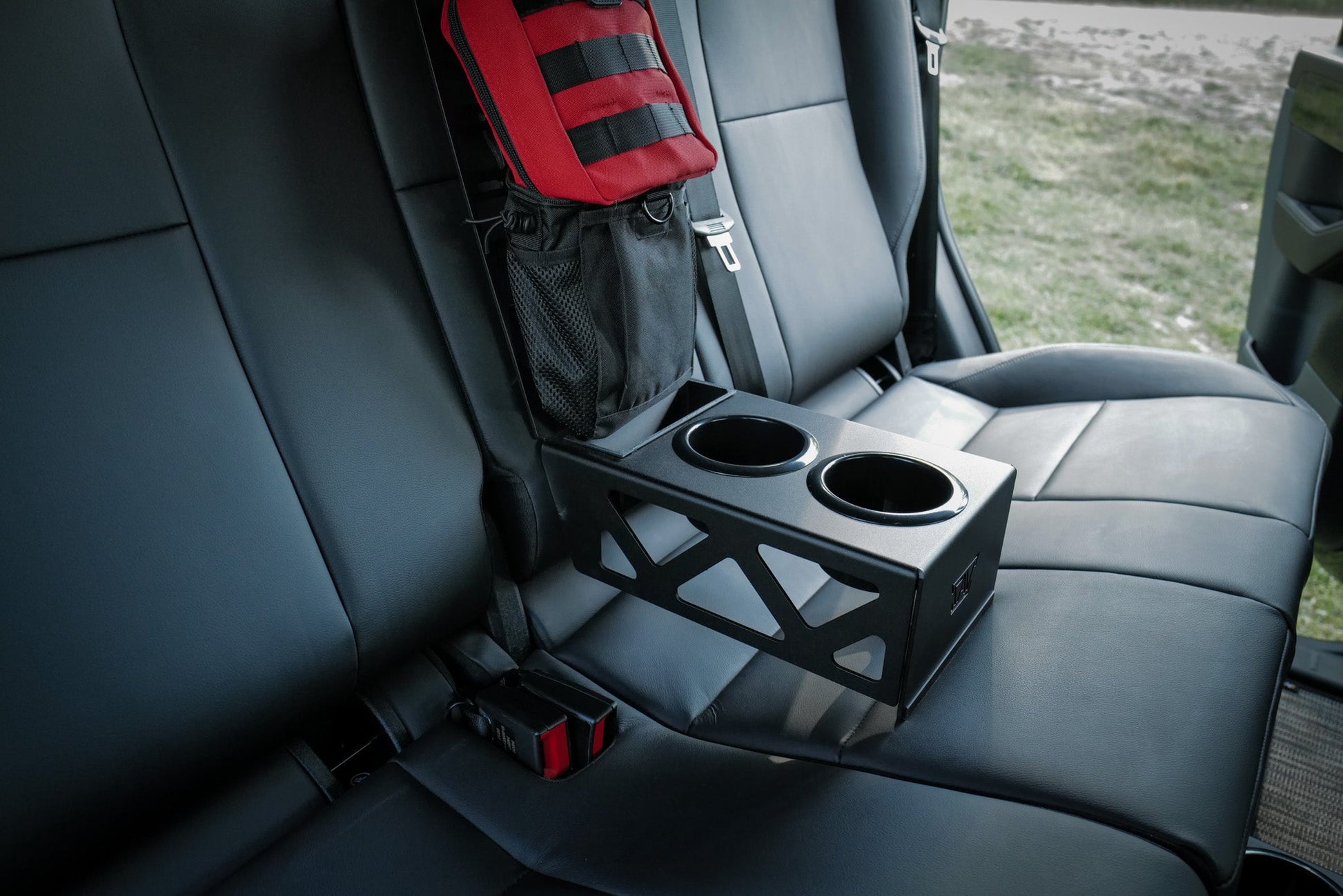 INEOS Grenadier Rear Seat Cup Holder + Storage Tray & MOLLE Panel Canyon Adventure Vans