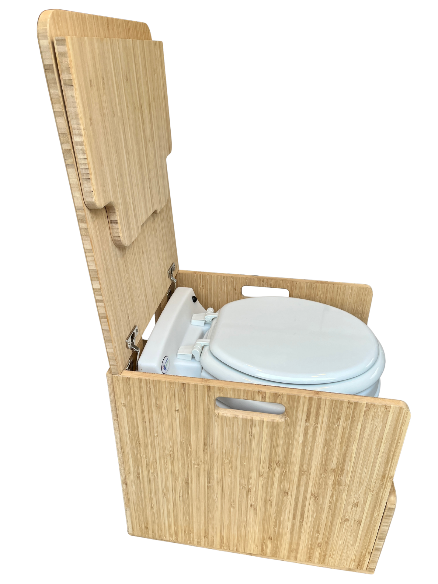 Laveo Dry Flush Portable Waterless Toilet Bamboo Lift top Cabinet Flat Pack Kit Weekender Outdoors