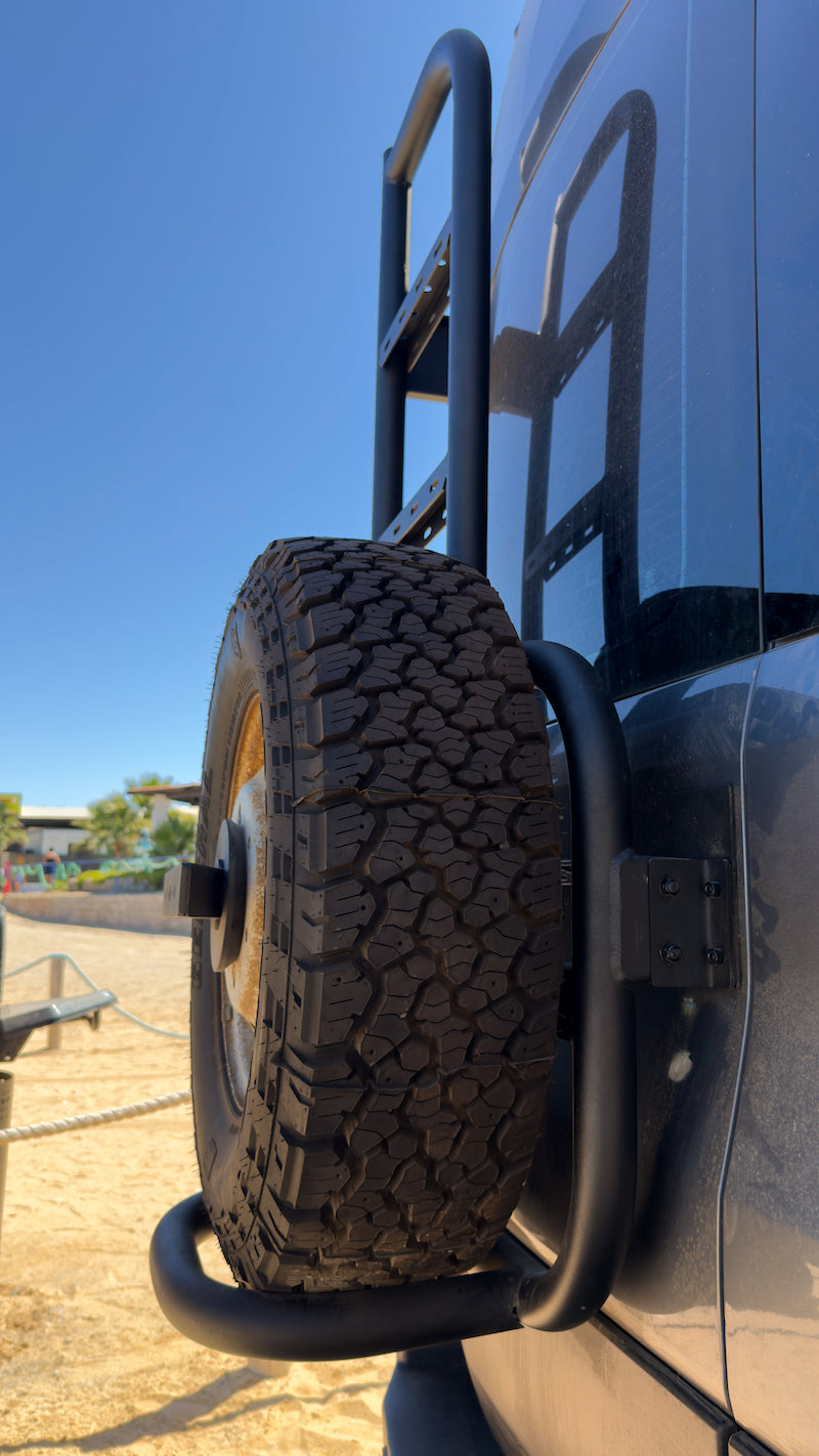 TRANSIT REAR TIRE CARRIER LADDER White Top Adventures