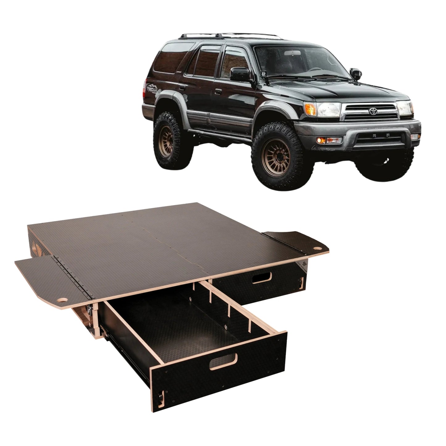 Toyota 4Runner | Dual Drawer Storage System & Bed Platform | 3rd Gen 1995–2002 Solid Wood Worx