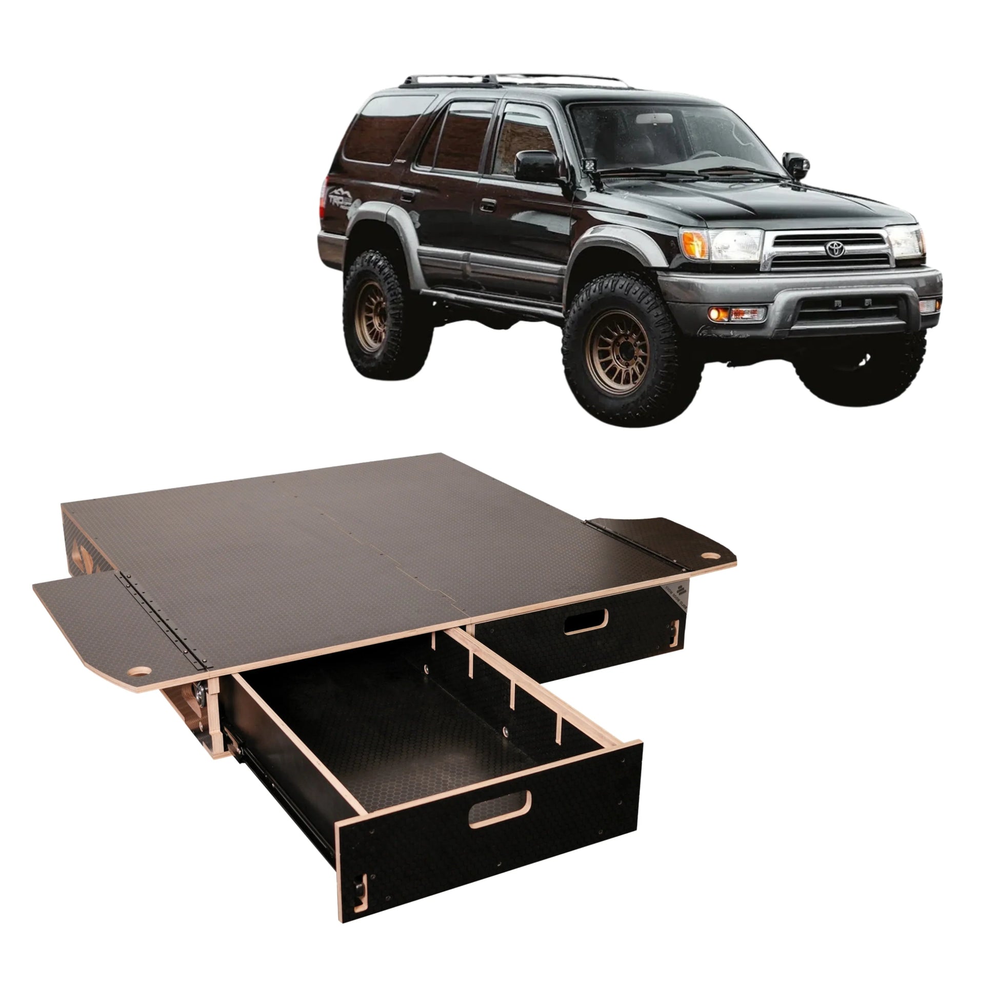 Toyota 4Runner | Dual Drawer Storage System & Bed Platform | 3rd Gen 1995–2002 Solid Wood Worx
