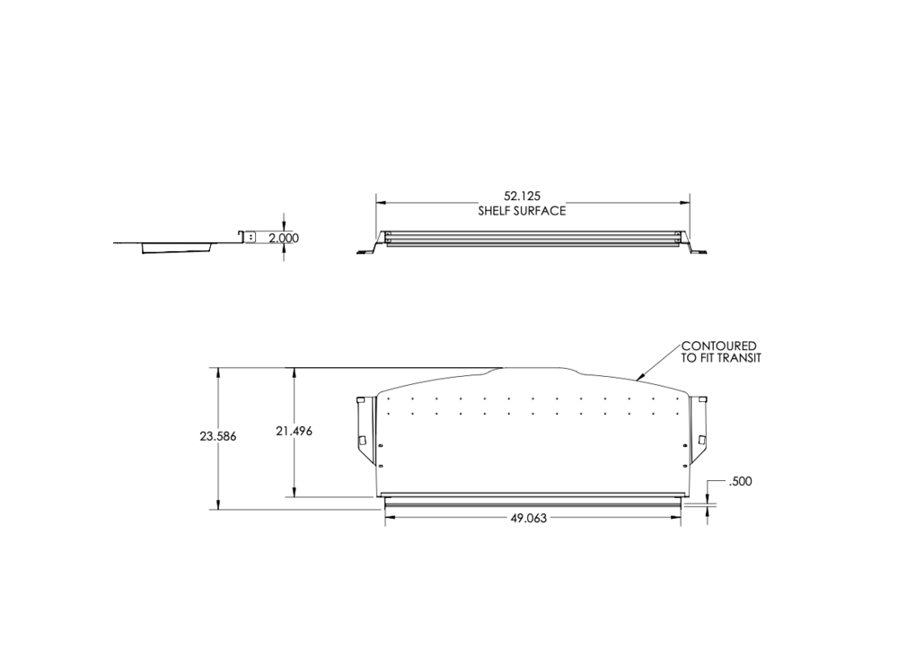 Ford Transit Headliner Shelf with Curtain Rod Van Wife Components