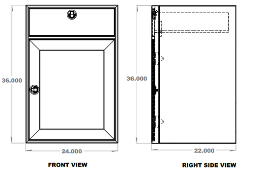 24" One Door, One Drawer Base Cabinet - 22" x 24" x 36" Van Wife Components