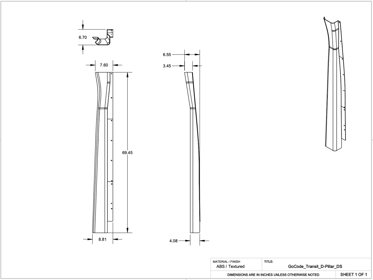 Ford Transit High Roof Rear Trim Kit GoCode
