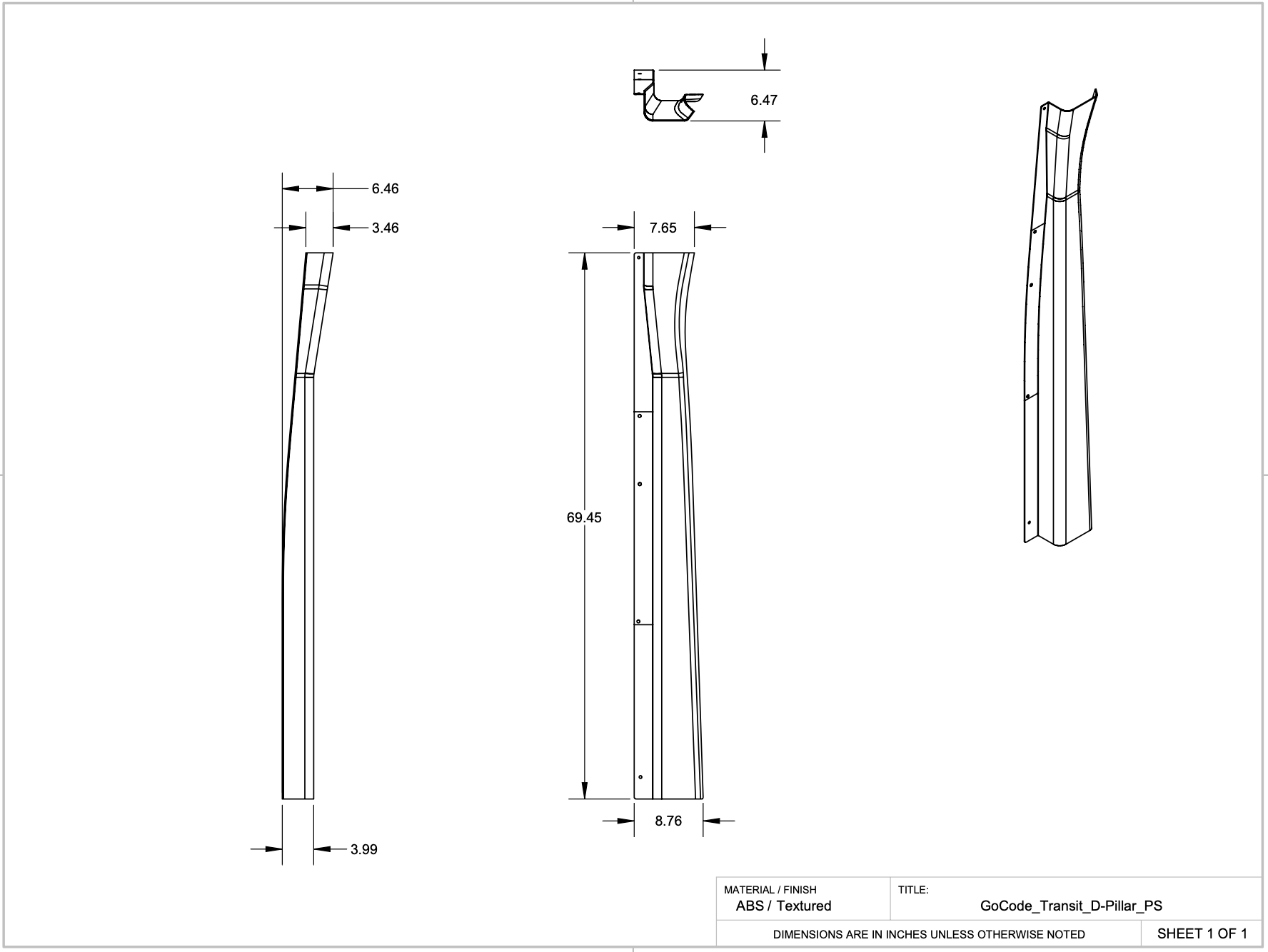 Ford Transit High Roof Rear Trim Kit GoCode