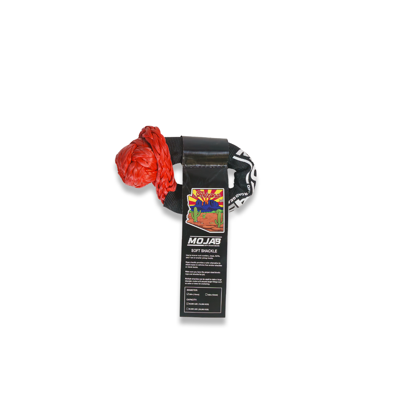 Soft Shackle 3/8'' x 14'' with sleeve and bag (Single Shackle) (Lifetime Warranty) MOJAB OFFROAD