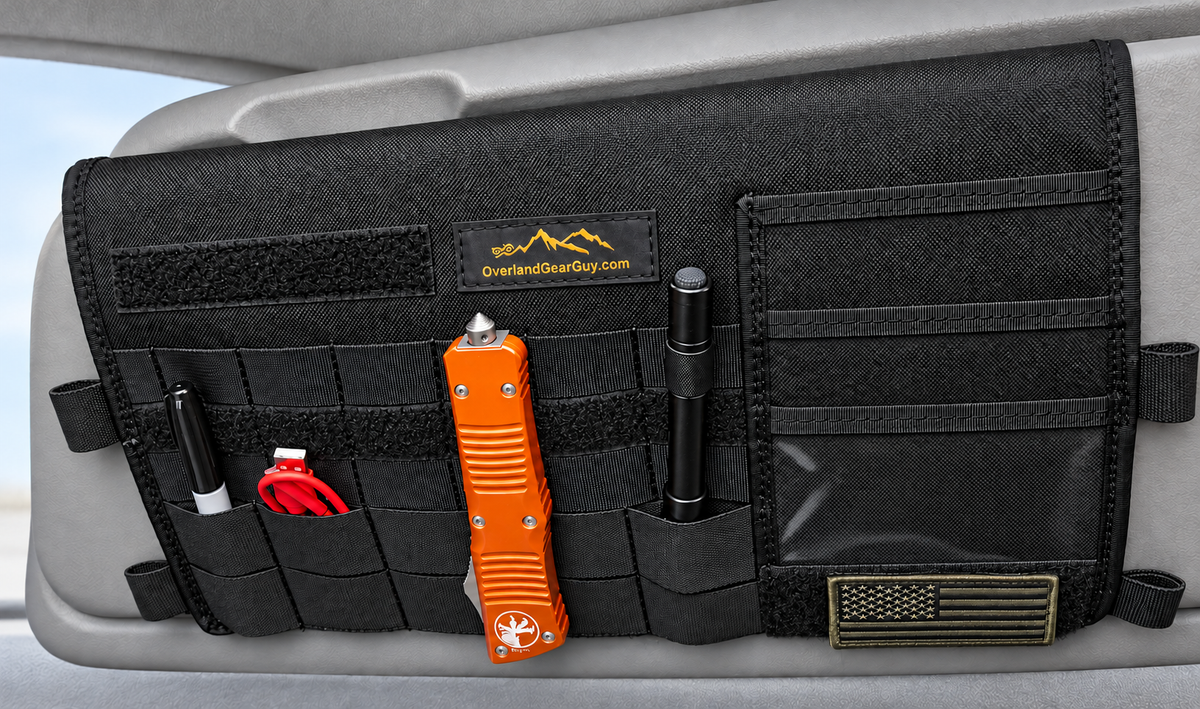 Sprinter Sun Visor Organizer with Mirror Overland Gear Guy
