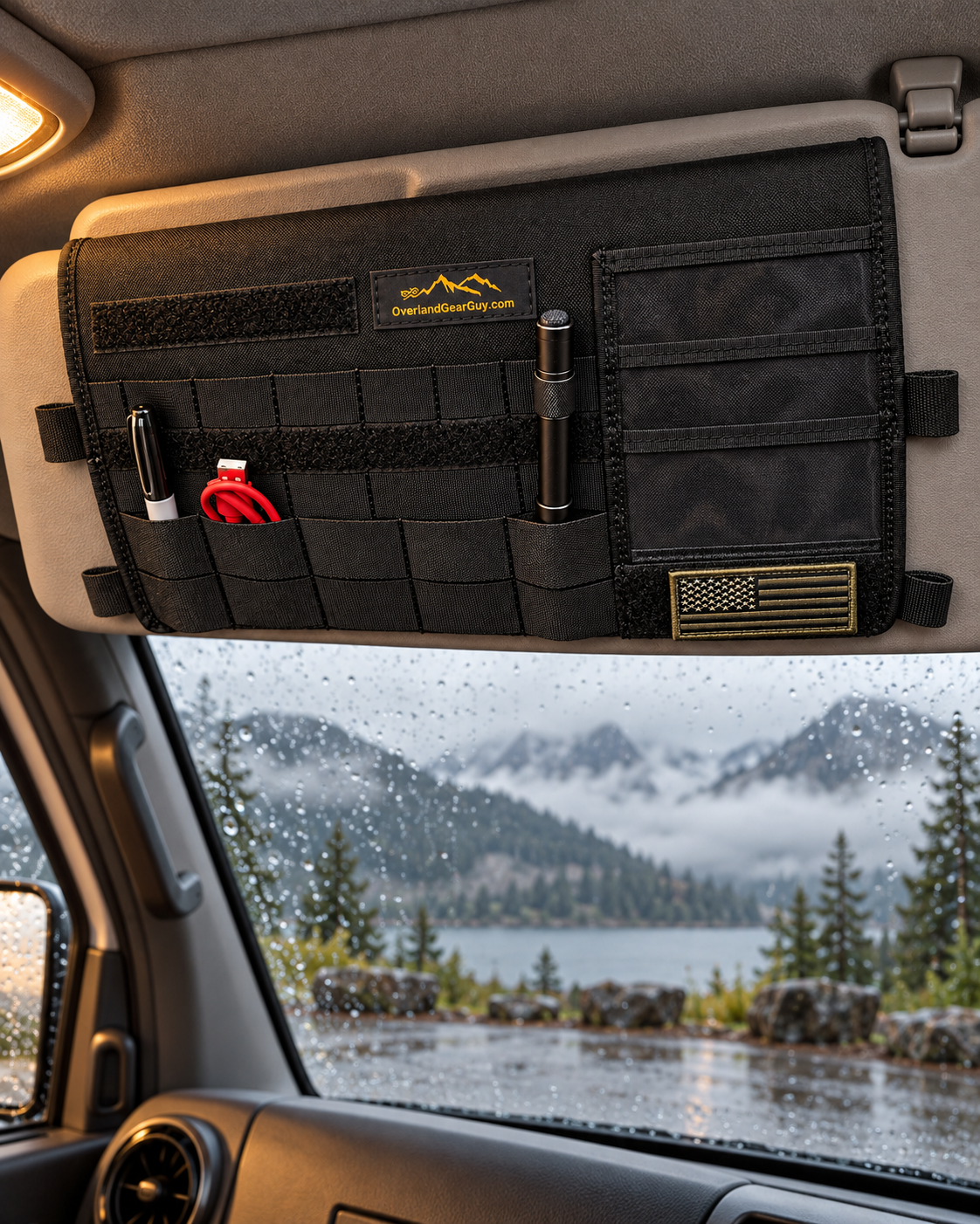 Sprinter Sun Visor Organizer with Mirror Overland Gear Guy