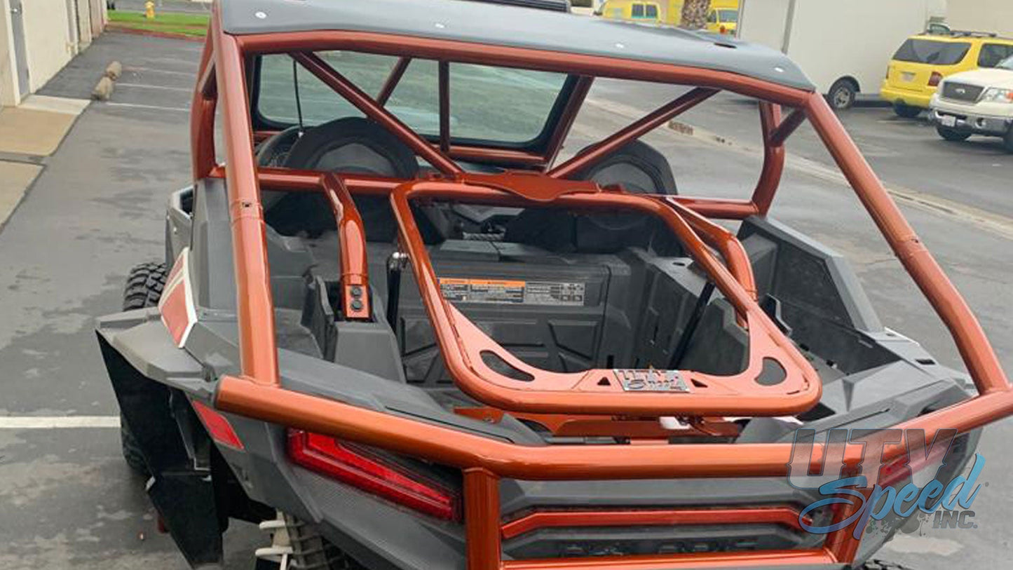 Opening Spare Tire Mount with shocks for the Polaris RZR 1000 by UTV Speed