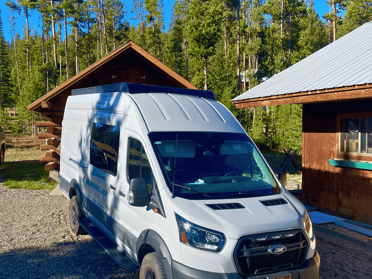 TRANSIT VAN 148" HIGH ROOF EXT STRATA ROOF RACK White Top Adventures