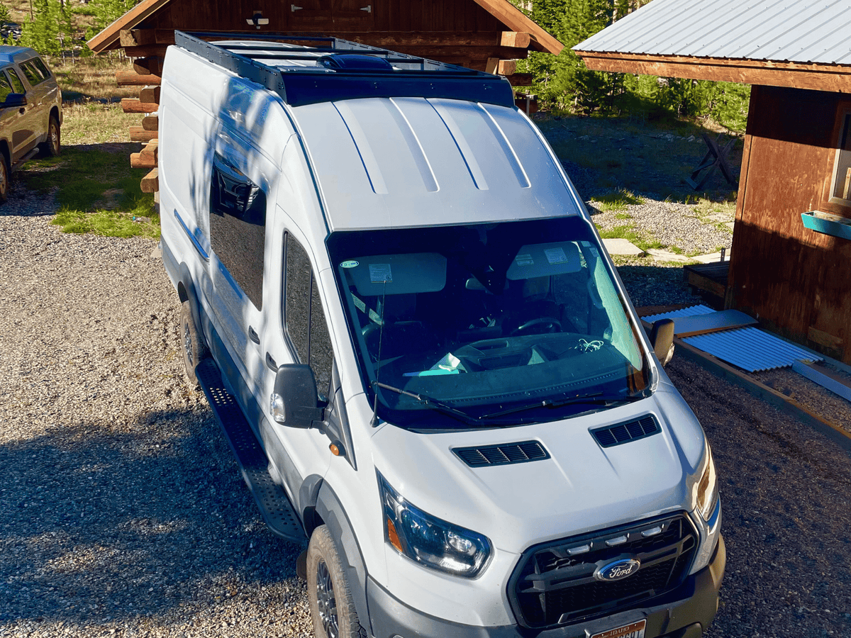 TRANSIT VAN 148" HIGH ROOF EXT STRATA ROOF RACK White Top Adventures