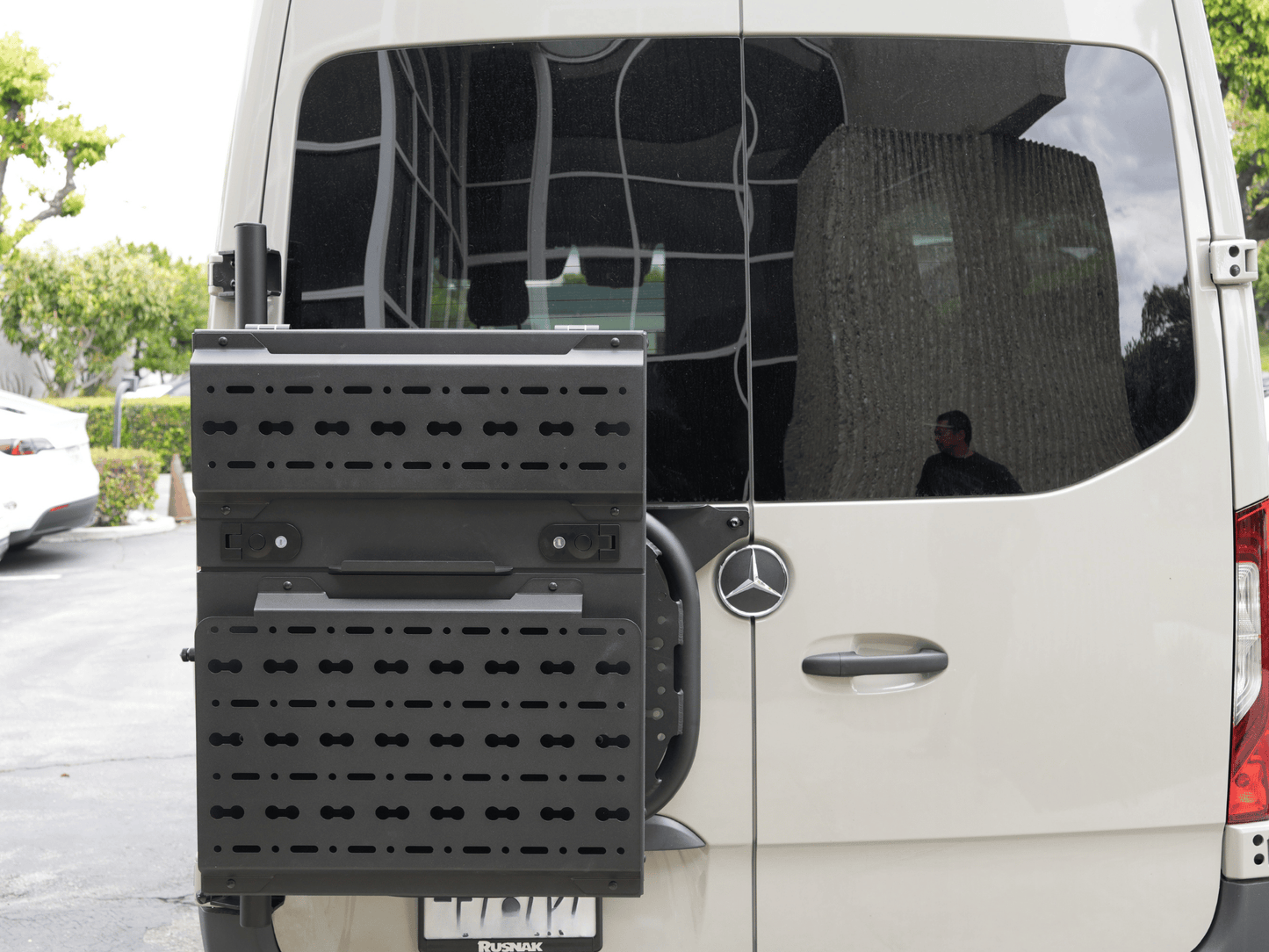 Sprinter Rear Tire Carrier with Molle Panel White Top Adventures
