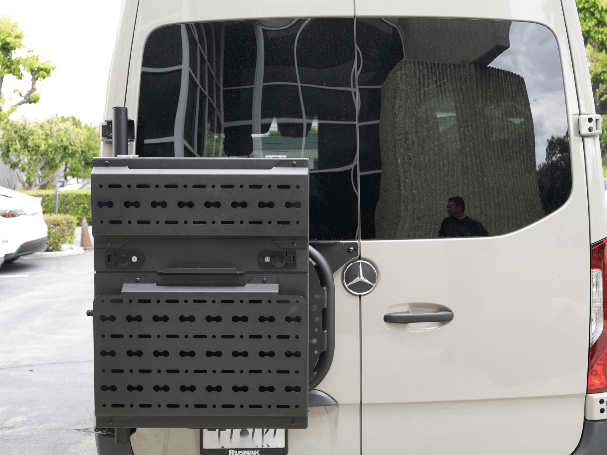 Sprinter Rear Tire Carrier with Molle Panel White Top Adventures