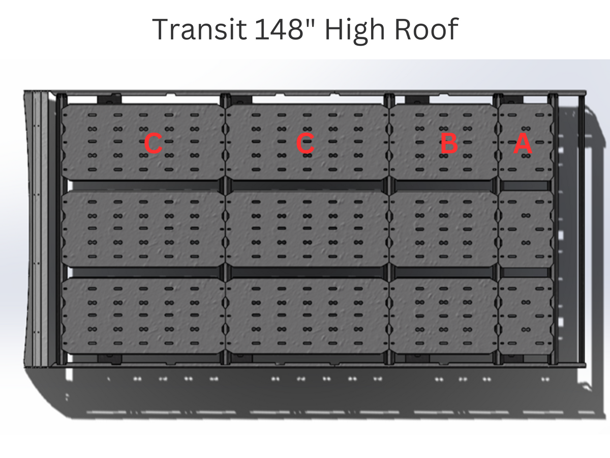 TRANSIT VAN 148" HIGH ROOF STRATA ROOF RACK White Top Adventures