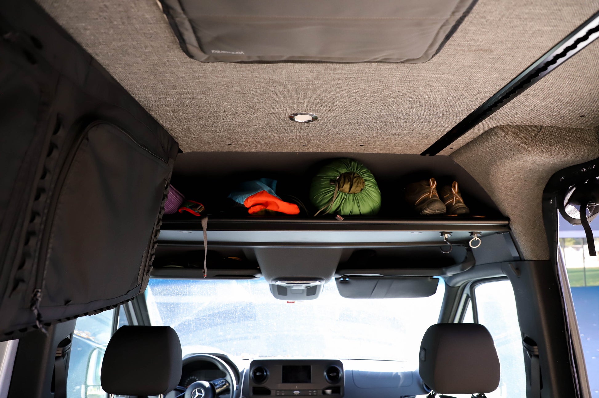 Mercedes Sprinter Headliner Shelf & Curtain Rod VanEssential