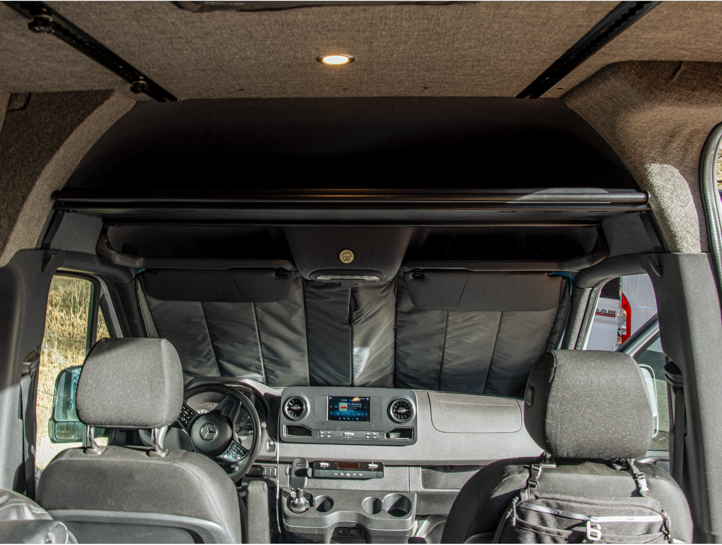 Mercedes Sprinter Headliner Shelf & Curtain Rod VanEssential